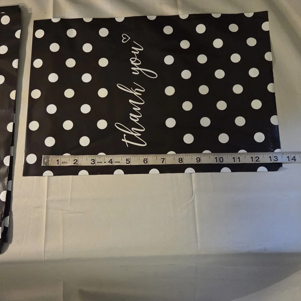 20 BLACK POLKA DOT THANK YOU POLY MAILERS 💕